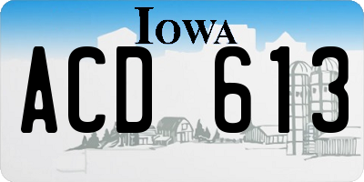 IA license plate ACD613