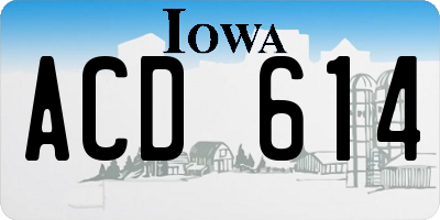 IA license plate ACD614