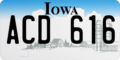IA license plate ACD616