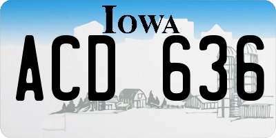 IA license plate ACD636
