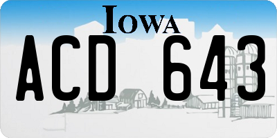 IA license plate ACD643