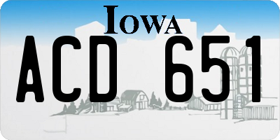 IA license plate ACD651