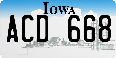 IA license plate ACD668