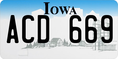 IA license plate ACD669