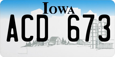 IA license plate ACD673