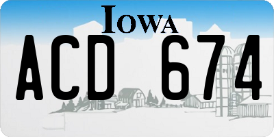 IA license plate ACD674