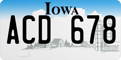 IA license plate ACD678