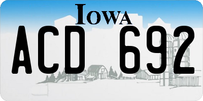IA license plate ACD692