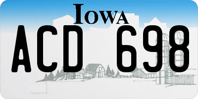 IA license plate ACD698