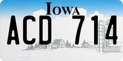 IA license plate ACD714