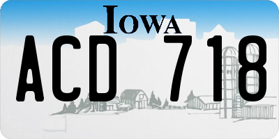 IA license plate ACD718