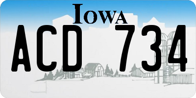 IA license plate ACD734