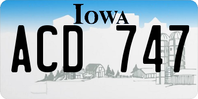 IA license plate ACD747