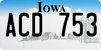 IA license plate ACD753