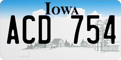 IA license plate ACD754