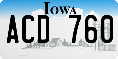 IA license plate ACD760