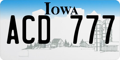 IA license plate ACD777