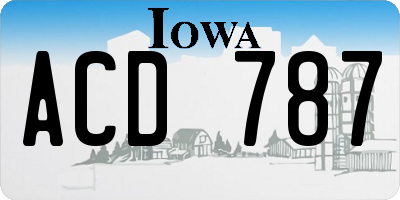 IA license plate ACD787