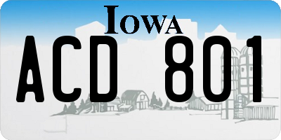 IA license plate ACD801