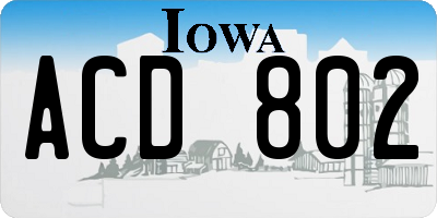 IA license plate ACD802