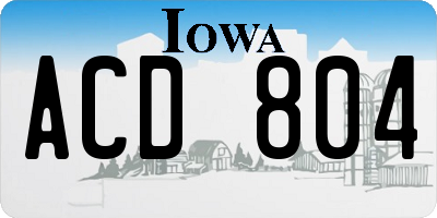 IA license plate ACD804