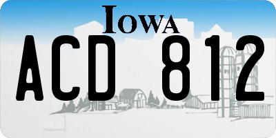 IA license plate ACD812