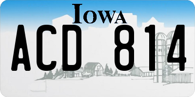 IA license plate ACD814