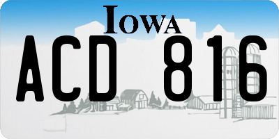 IA license plate ACD816