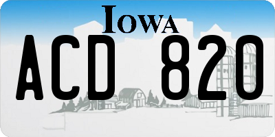 IA license plate ACD820