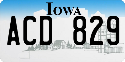 IA license plate ACD829