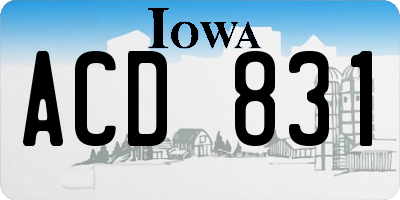 IA license plate ACD831