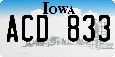 IA license plate ACD833