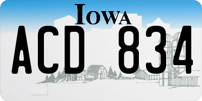 IA license plate ACD834