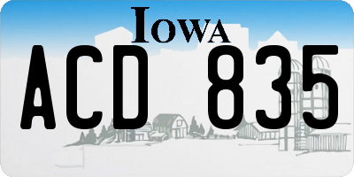 IA license plate ACD835