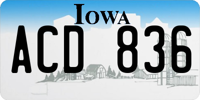 IA license plate ACD836