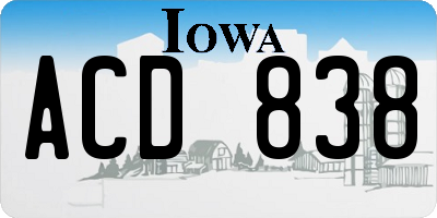 IA license plate ACD838