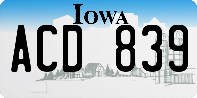 IA license plate ACD839