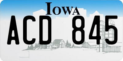 IA license plate ACD845