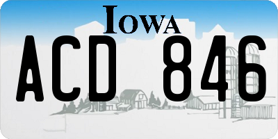 IA license plate ACD846