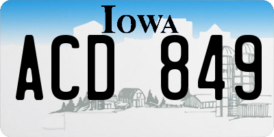 IA license plate ACD849