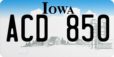 IA license plate ACD850