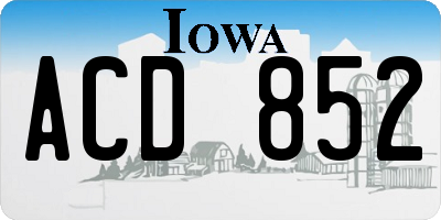 IA license plate ACD852