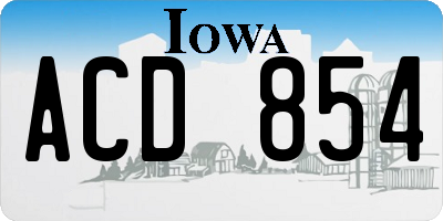 IA license plate ACD854