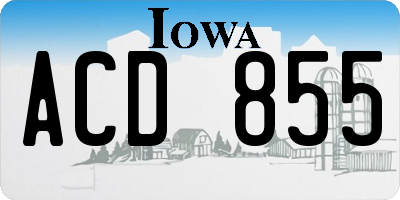 IA license plate ACD855