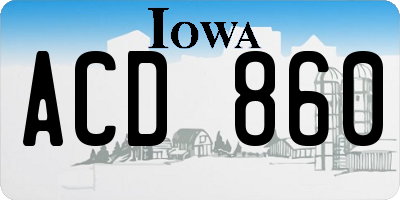 IA license plate ACD860