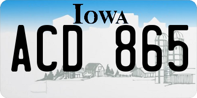 IA license plate ACD865