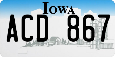 IA license plate ACD867