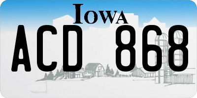 IA license plate ACD868