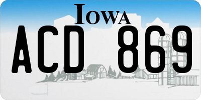 IA license plate ACD869