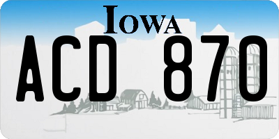 IA license plate ACD870